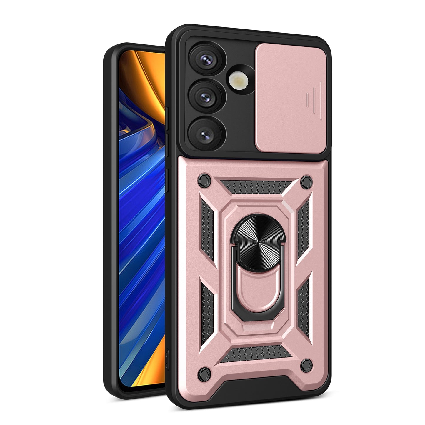 Samsung Galaxy S25 5G Sliding Camera Cover Magnetic Ring Stand Shockproof TPU + PC Protective Phone Case