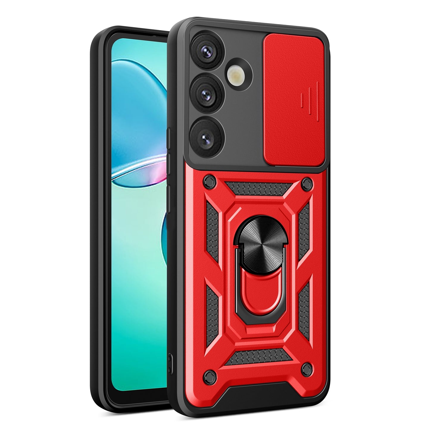 Samsung Galaxy S25+ 5G Sliding Camera Cover Magnetic Ring Stand Shockproof TPU + PC Protective Phone Case