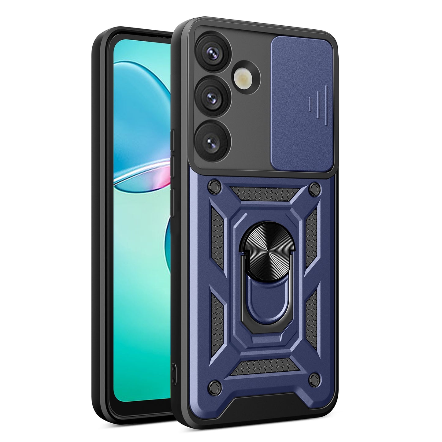 Samsung Galaxy S25+ 5G Sliding Camera Cover Magnetic Ring Stand Shockproof TPU + PC Protective Phone Case
