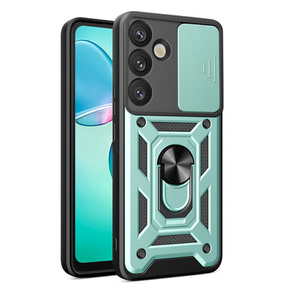 Samsung Galaxy S25+ 5G Sliding Camera Cover Magnetic Ring Stand Shockproof TPU + PC Protective Phone Case