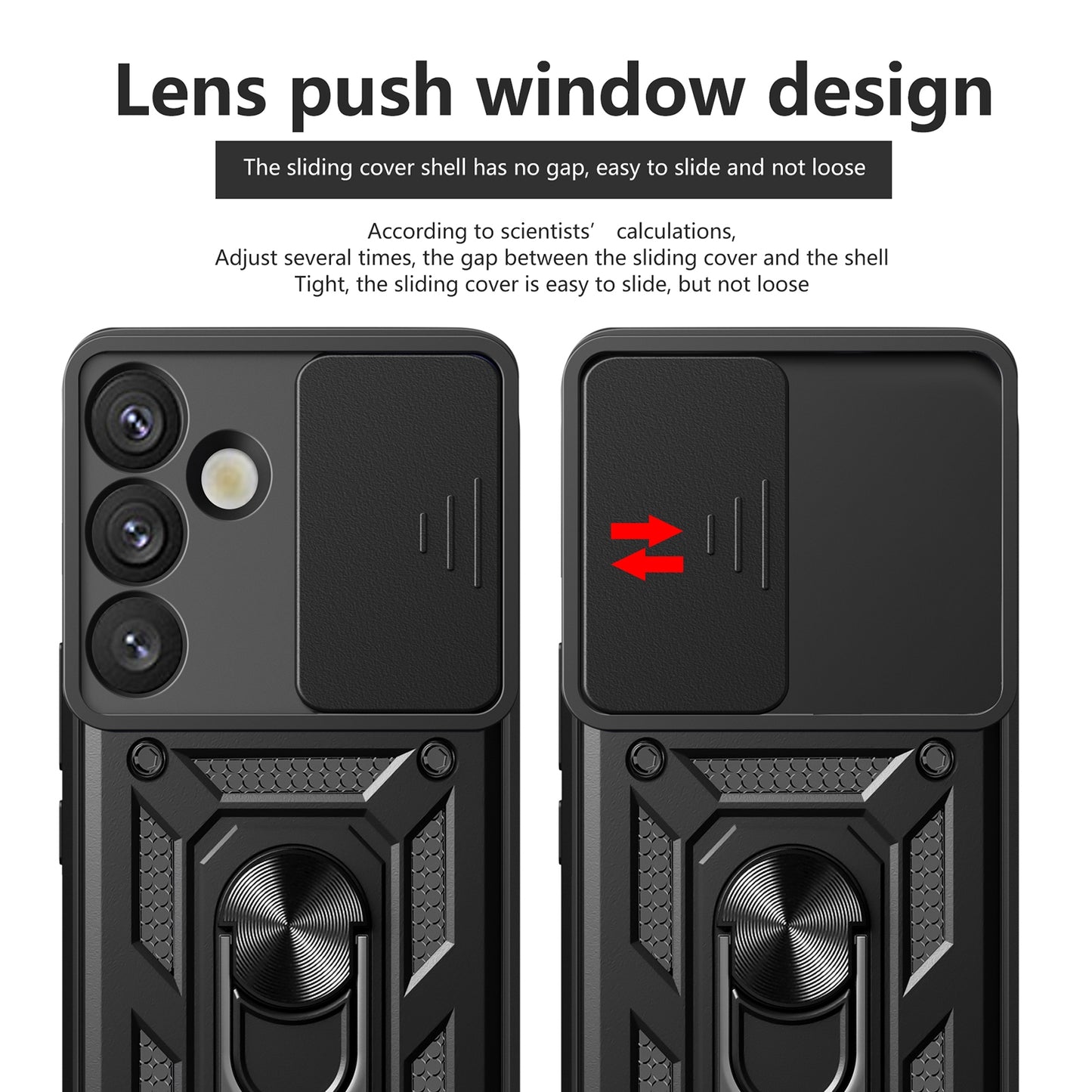 Samsung Galaxy S25+ 5G Sliding Camera Cover Magnetic Ring Stand Shockproof TPU + PC Protective Phone Case