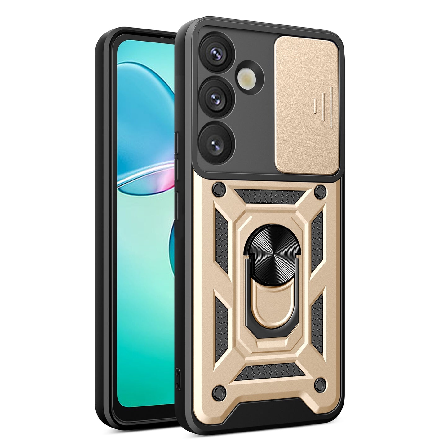 Samsung Galaxy S25+ 5G Sliding Camera Cover Magnetic Ring Stand Shockproof TPU + PC Protective Phone Case