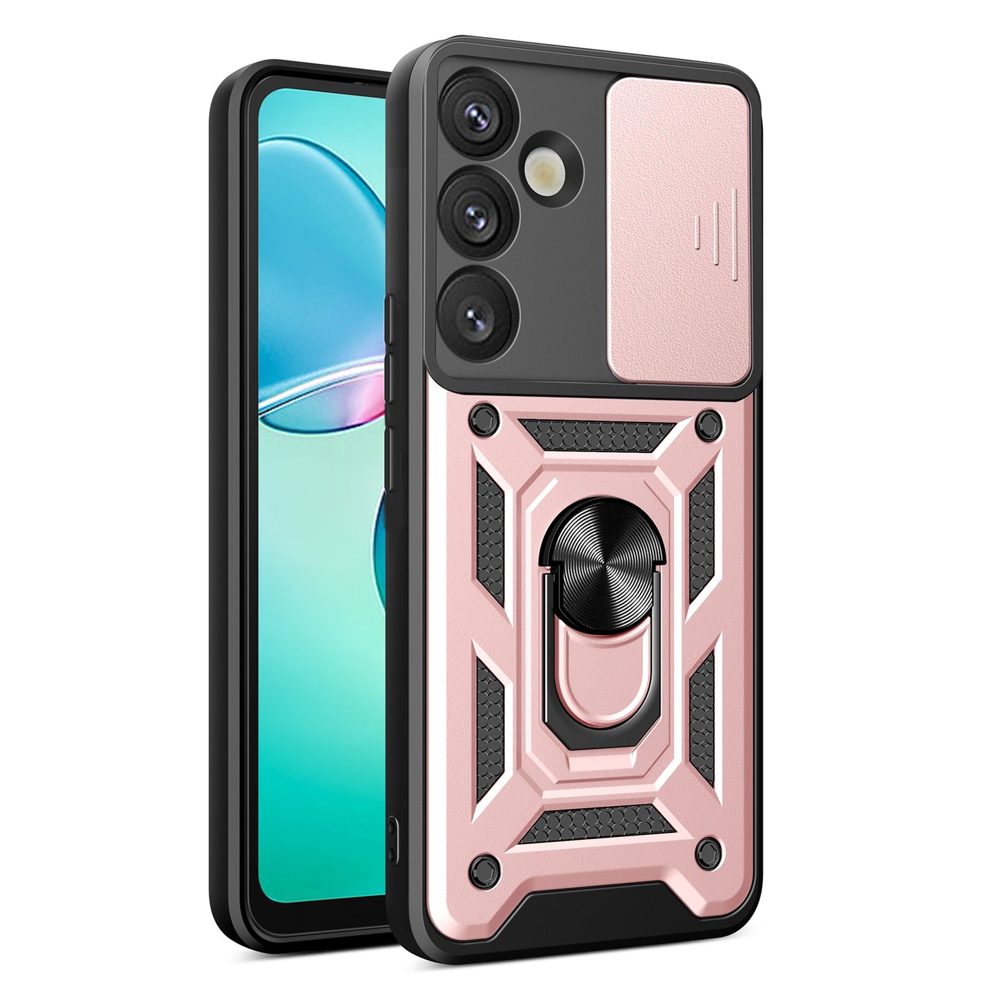 Samsung Galaxy S25+ 5G Sliding Camera Cover Magnetic Ring Stand Shockproof TPU + PC Protective Phone Case