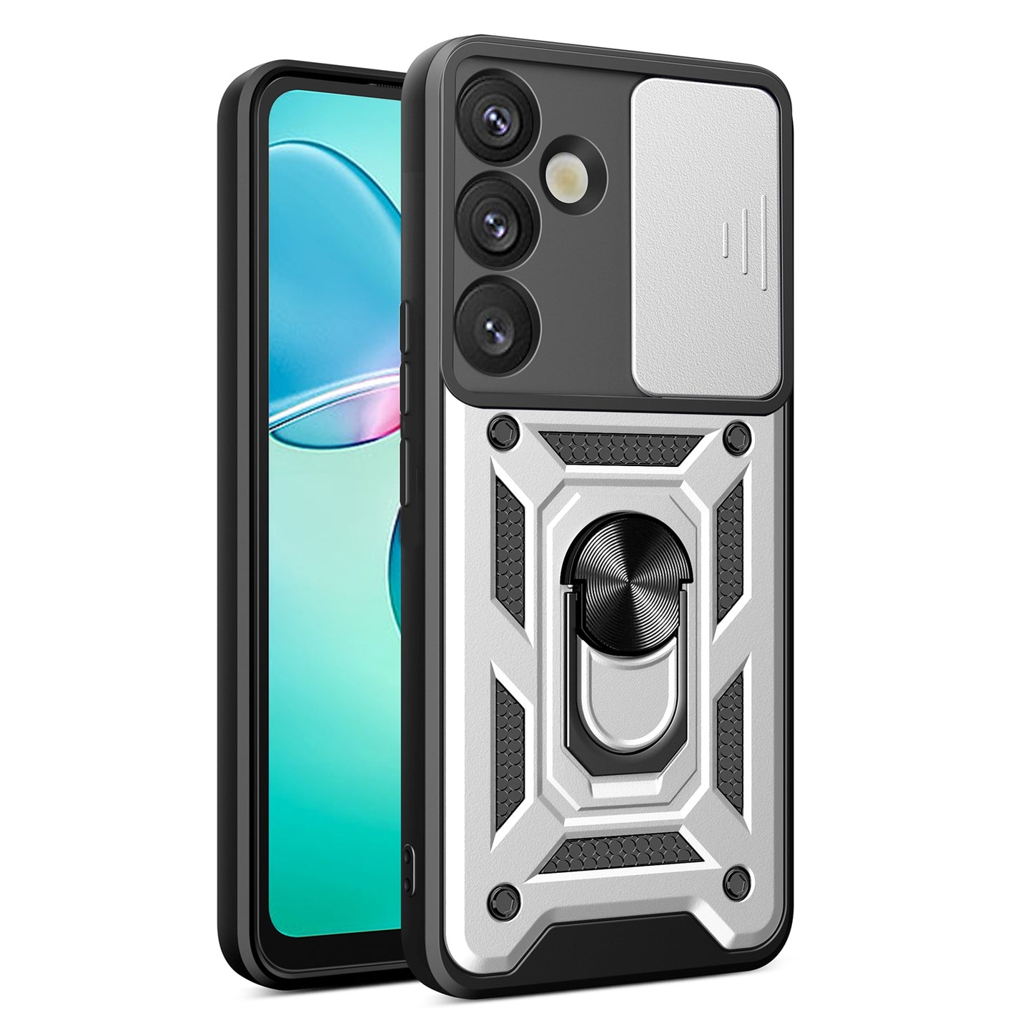 Samsung Galaxy S25+ 5G Sliding Camera Cover Magnetic Ring Stand Shockproof TPU + PC Protective Phone Case