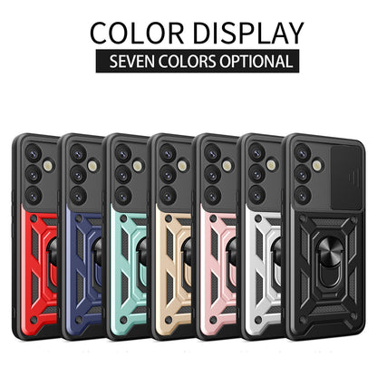Samsung Galaxy S25+ 5G Sliding Camera Cover Magnetic Ring Stand Shockproof TPU + PC Protective Phone Case