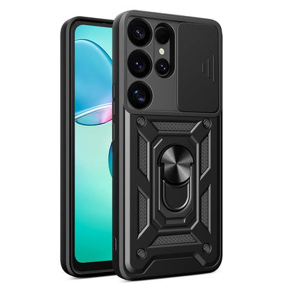 Samsung Galaxy S25 Ultra 5G Sliding Camera Cover Magnetic Ring Stand Shockproof TPU + PC Protective Phone Case