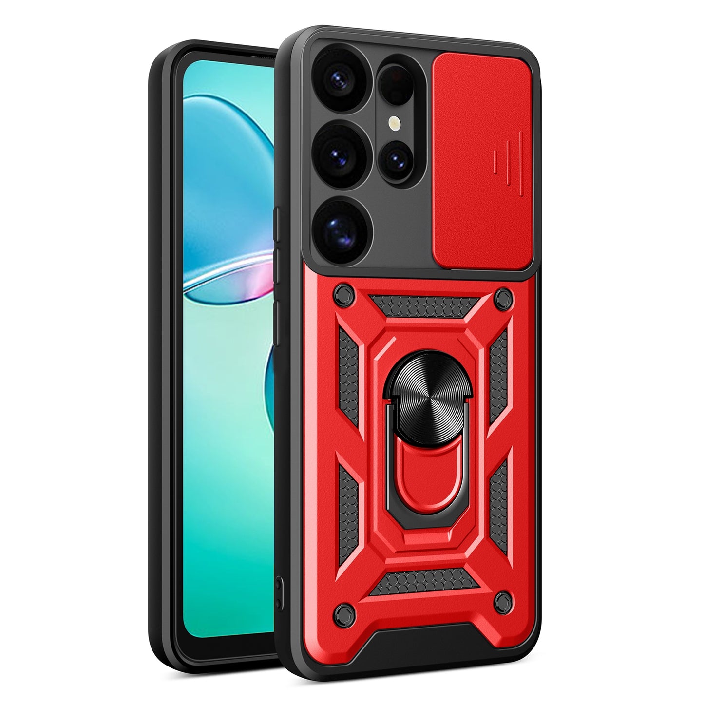 Samsung Galaxy S25 Ultra 5G Sliding Camera Cover Magnetic Ring Stand Shockproof TPU + PC Protective Phone Case
