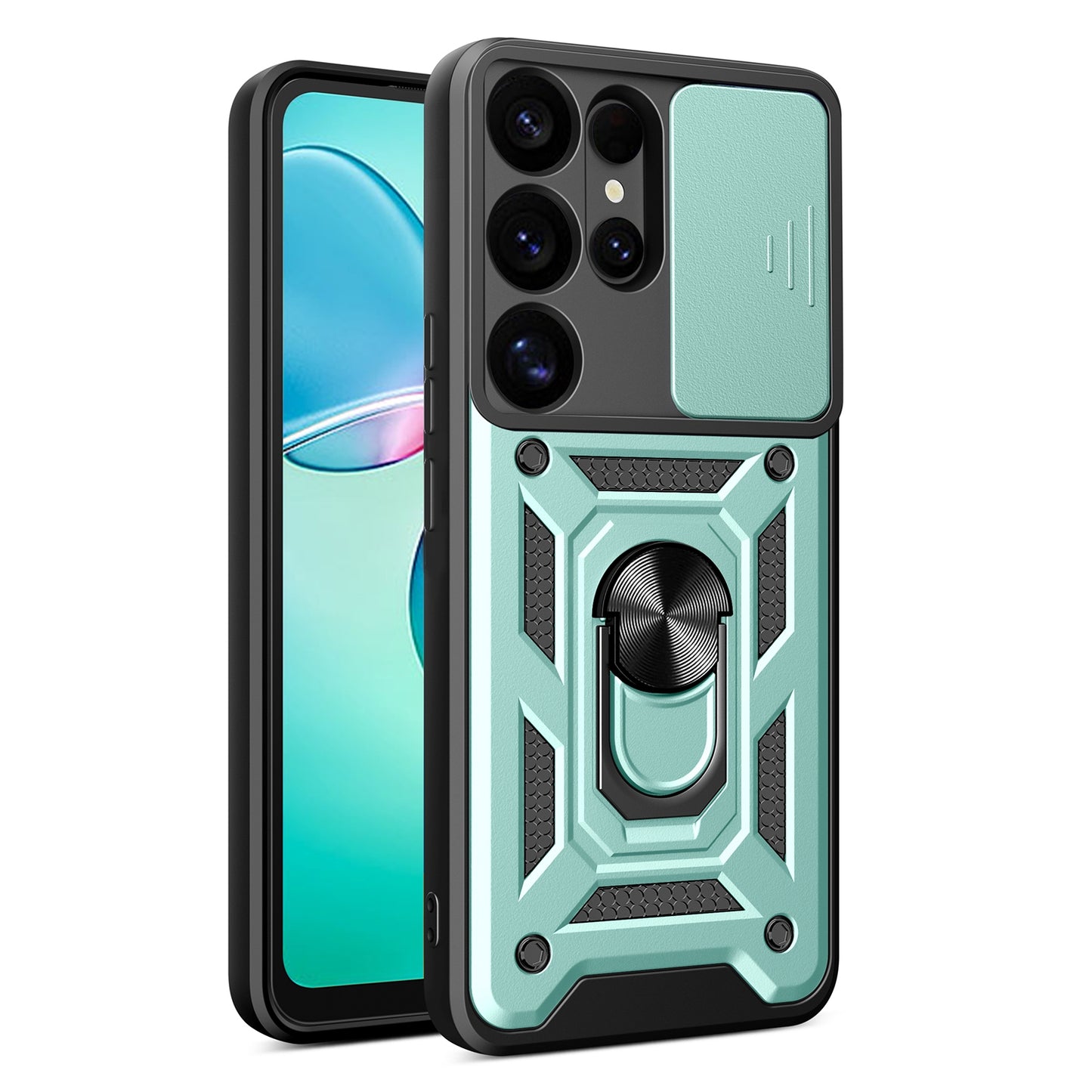 Samsung Galaxy S25 Ultra 5G Sliding Camera Cover Magnetic Ring Stand Shockproof TPU + PC Protective Phone Case
