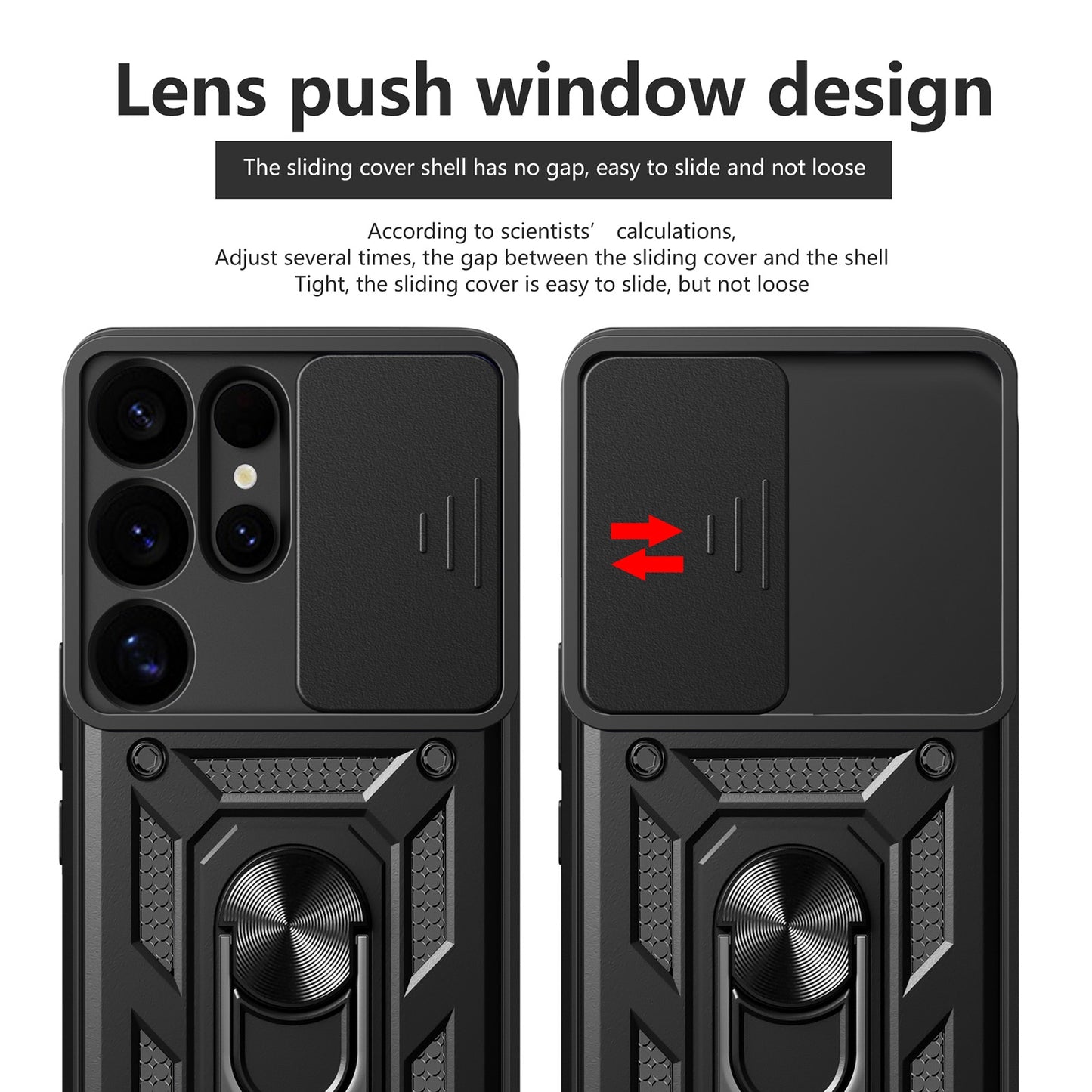Samsung Galaxy S25 Ultra 5G Sliding Camera Cover Magnetic Ring Stand Shockproof TPU + PC Protective Phone Case