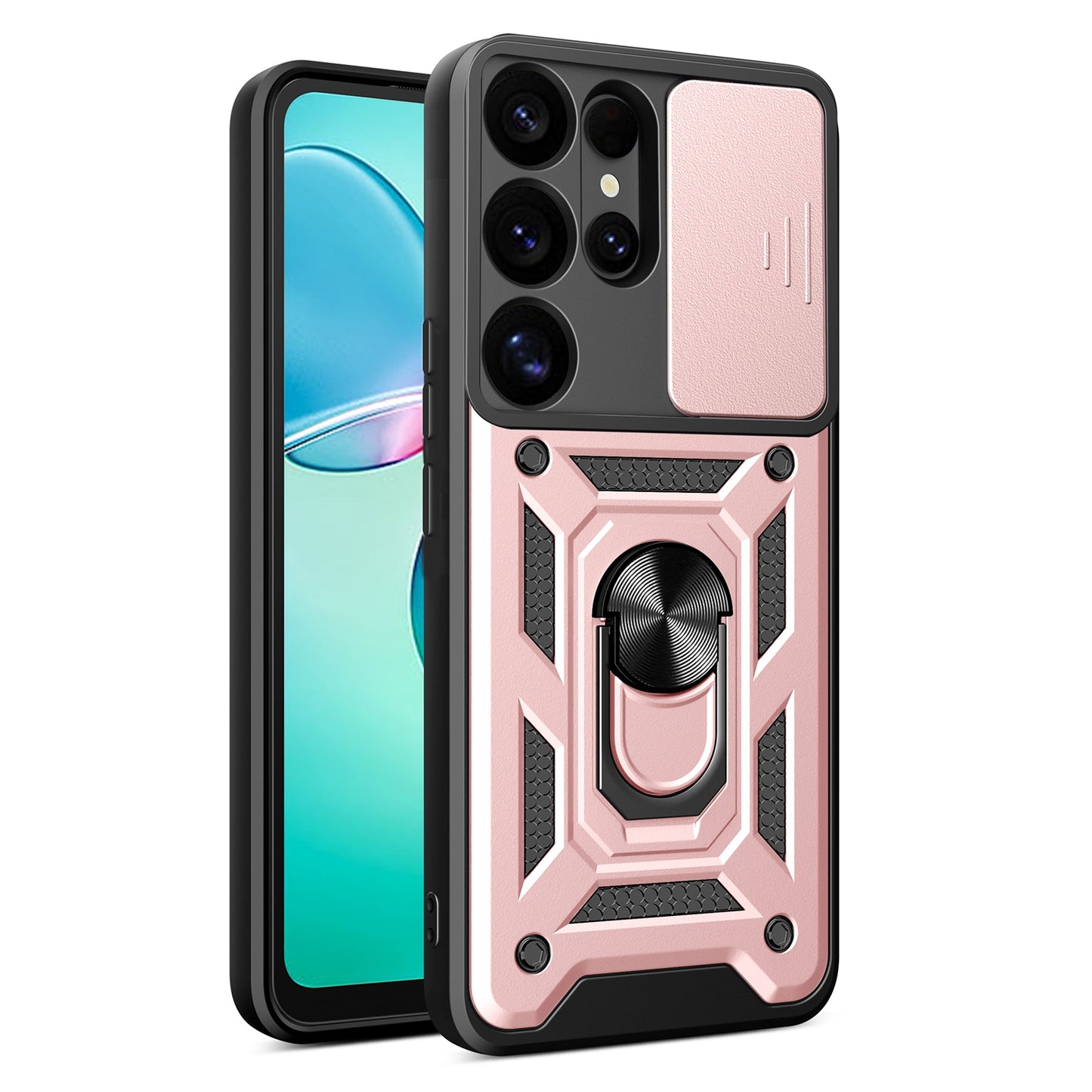 Samsung Galaxy S25 Ultra 5G Sliding Camera Cover Magnetic Ring Stand Shockproof TPU + PC Protective Phone Case