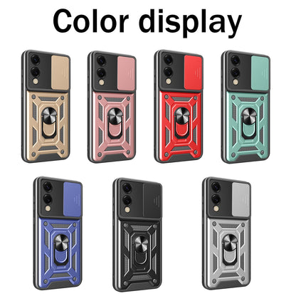 Samsung Galaxy S25 Edge 5G Sliding Camera Cover Magnetic Ring Stand Shockproof TPU + PC Protective Phone Case