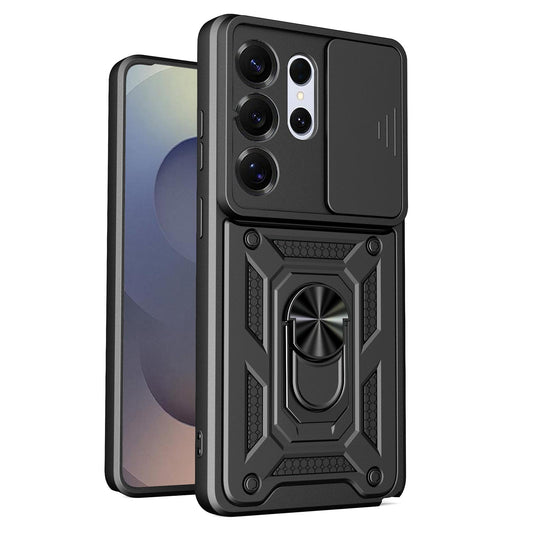 Samsung Galaxy S26 Ultra 5G Sliding Camera Cover Magnetic Ring Stand Shockproof TPU + PC Protective Phone Case