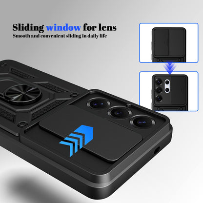 Samsung Galaxy S26 Ultra 5G Sliding Camera Cover Magnetic Ring Stand Shockproof TPU + PC Protective Phone Case