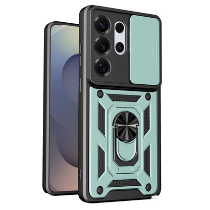 Samsung Galaxy S26 Ultra 5G Sliding Camera Cover Magnetic Ring Stand Shockproof TPU + PC Protective Phone Case