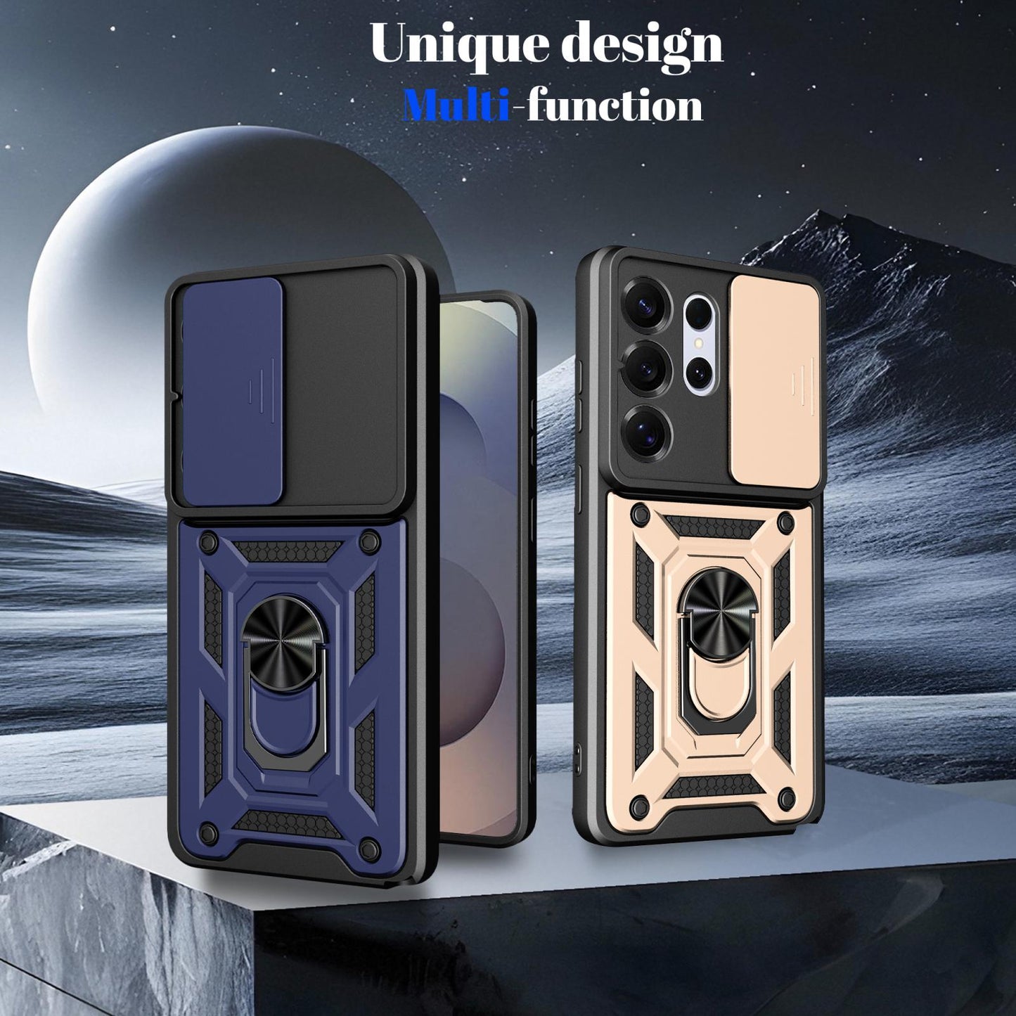 Samsung Galaxy S26 Ultra 5G Sliding Camera Cover Magnetic Ring Stand Shockproof TPU + PC Protective Phone Case