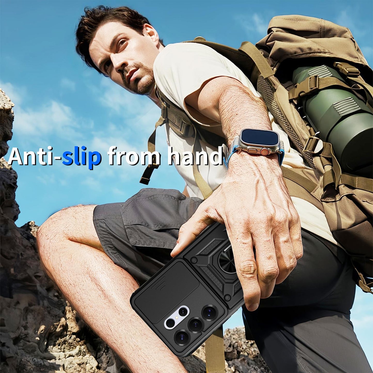 Samsung Galaxy S26 Ultra 5G Sliding Camera Cover Magnetic Ring Stand Shockproof TPU + PC Protective Phone Case