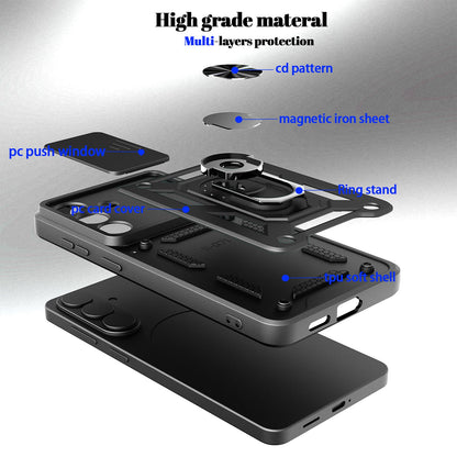 Samsung Galaxy S26 5G Sliding Camera Cover Magnetic Ring Stand Shockproof TPU + PC Protective Phone Case
