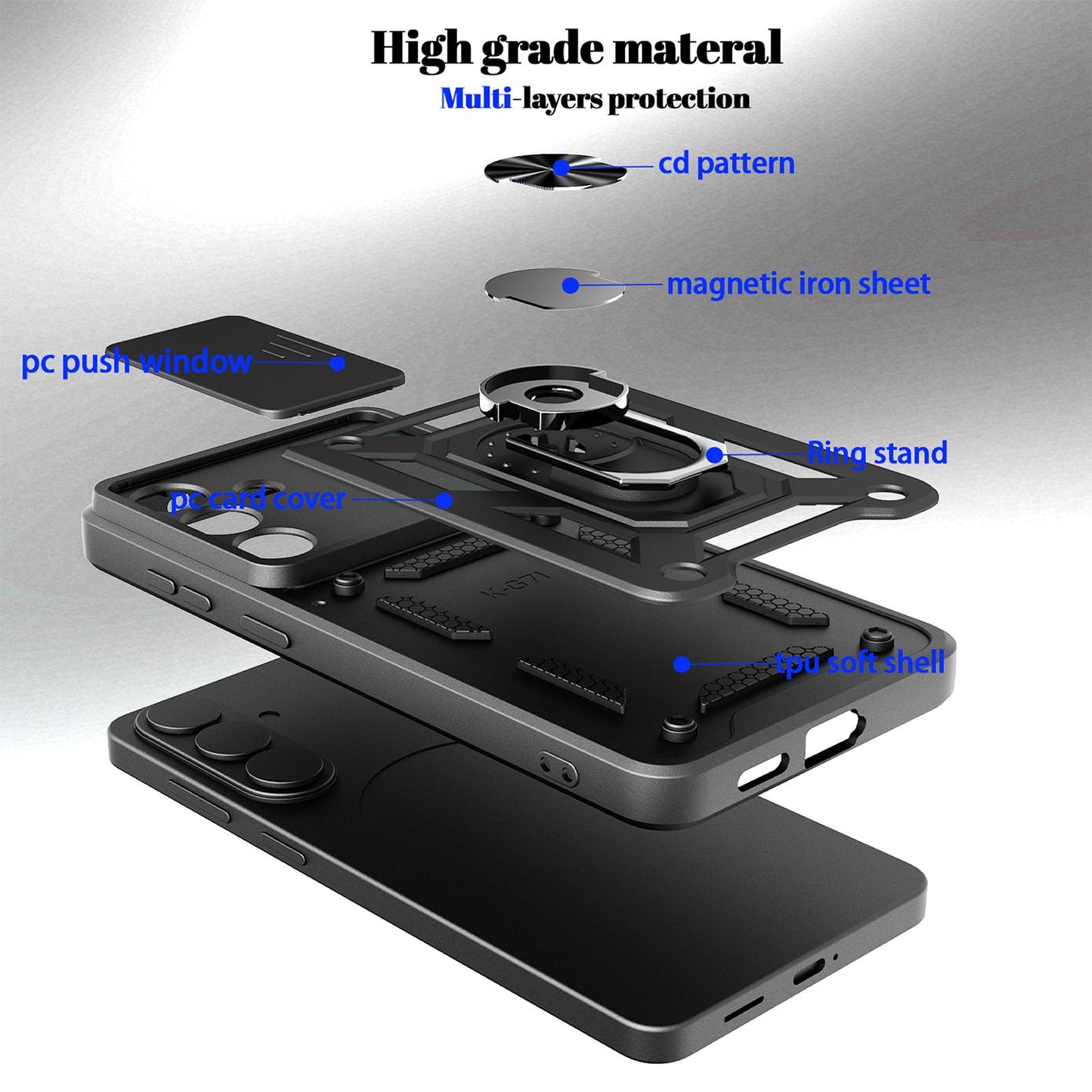 Samsung Galaxy S26 5G Sliding Camera Cover Magnetic Ring Stand Shockproof TPU + PC Protective Phone Case
