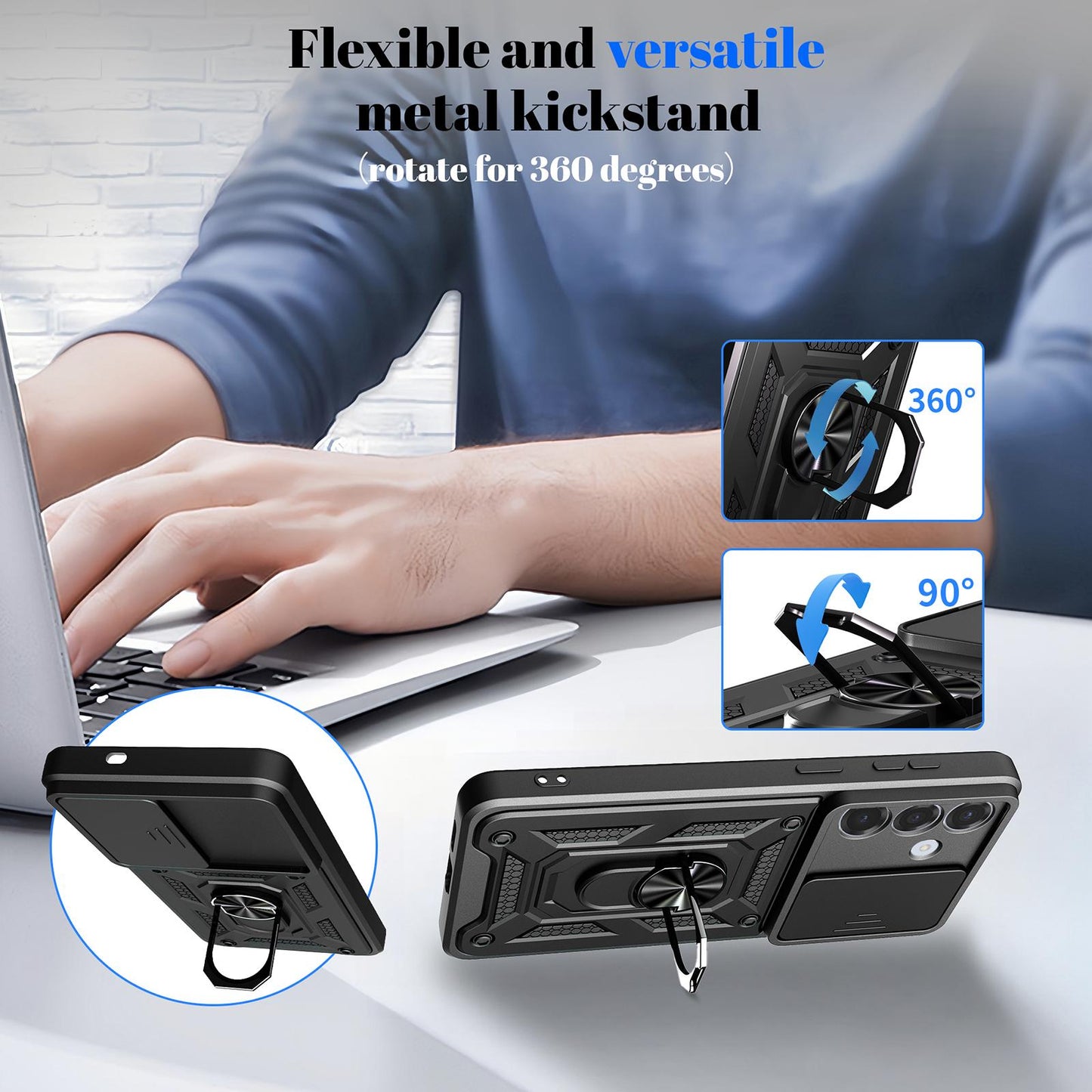 Samsung Galaxy S26 5G Sliding Camera Cover Magnetic Ring Stand Shockproof TPU + PC Protective Phone Case