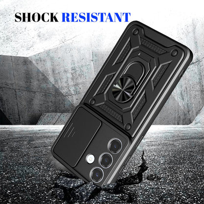 Samsung Galaxy S26+ 5G Sliding Camera Cover Magnetic Ring Stand Shockproof TPU + PC Protective Phone Case