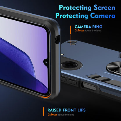 Xiaomi Poco C71 Shockproof Metal Ring Holder Phone Case with 360 degrees Rotating Kickstand, Ultra Slim Protective Cover, Raised Camera Guard, PC Silicone Armour Shell, Anti-Scratch Back & Edge Protection