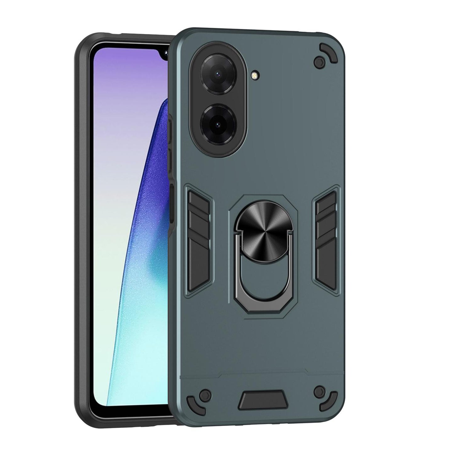 Xiaomi Redmi A5 4G 171.7mm Shockproof Metal Ring Holder Phone Case with 360 degrees Rotating Kickstand, Ultra Slim Protective Cover, Raised Camera Guard, PC Silicone Armour Shell, Anti-Scratch Back & Edge Protection