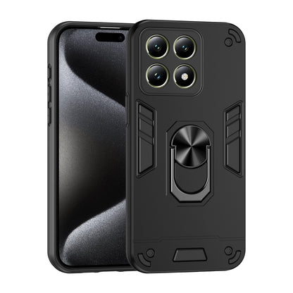Xiaomi 14T Shockproof Metal Ring Holder Phone Case with 360 degrees Rotating Kickstand, Ultra Slim Protective Cover, Raised Camera Guard, PC Silicone Armour Shell, Anti-Scratch Back & Edge Protection