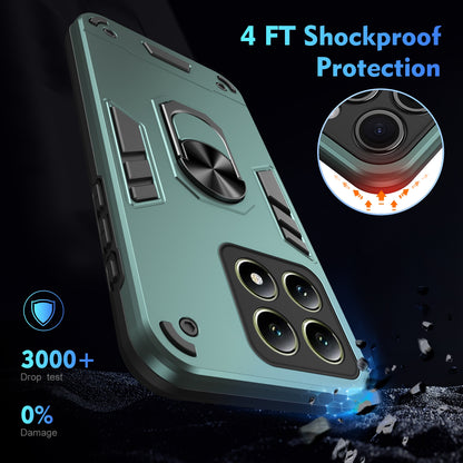 Xiaomi 14T Shockproof Metal Ring Holder Phone Case with 360 degrees Rotating Kickstand, Ultra Slim Protective Cover, Raised Camera Guard, PC Silicone Armour Shell, Anti-Scratch Back & Edge Protection