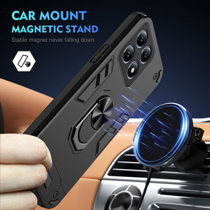Xiaomi 14T Pro Shockproof Metal Ring Holder Phone Case with 360 degrees Rotating Kickstand, Ultra Slim Protective Cover, Raised Camera Guard, PC Silicone Armour Shell, Anti-Scratch Back & Edge Protection
