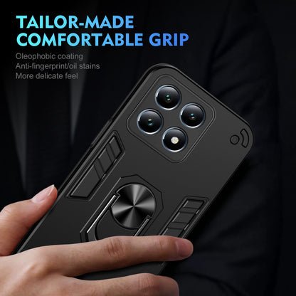 Xiaomi 14T Pro Shockproof Metal Ring Holder Phone Case with 360 degrees Rotating Kickstand, Ultra Slim Protective Cover, Raised Camera Guard, PC Silicone Armour Shell, Anti-Scratch Back & Edge Protection