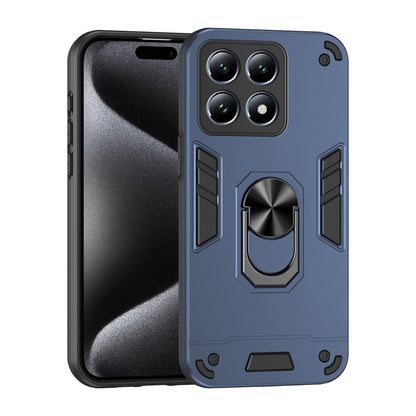 Xiaomi 14T Pro Shockproof Metal Ring Holder Phone Case with 360 degrees Rotating Kickstand, Ultra Slim Protective Cover, Raised Camera Guard, PC Silicone Armour Shell, Anti-Scratch Back & Edge Protection