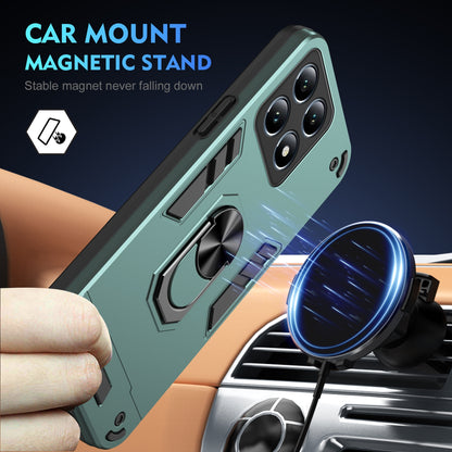 Xiaomi 14T Pro Shockproof Metal Ring Holder Phone Case with 360 degrees Rotating Kickstand, Ultra Slim Protective Cover, Raised Camera Guard, PC Silicone Armour Shell, Anti-Scratch Back & Edge Protection