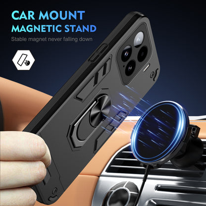 Xiaomi 15 Shockproof Metal Ring Holder Phone Case with 360 degrees Rotating Kickstand, Ultra Slim Protective Cover, Raised Camera Guard, PC Silicone Armour Shell, Anti-Scratch Back & Edge Protection