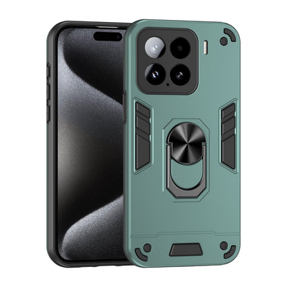 Xiaomi 15 Shockproof Metal Ring Holder Phone Case with 360 degrees Rotating Kickstand, Ultra Slim Protective Cover, Raised Camera Guard, PC Silicone Armour Shell, Anti-Scratch Back & Edge Protection