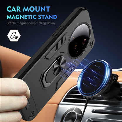 Xiaomi 15 Ultra Shockproof Metal Ring Holder Phone Case with 360 degrees Rotating Kickstand, Ultra Slim Protective Cover, Raised Camera Guard, PC Silicone Armour Shell, Anti-Scratch Back & Edge Protection