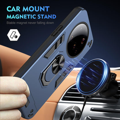 Xiaomi 15 Ultra Shockproof Metal Ring Holder Phone Case with 360 degrees Rotating Kickstand, Ultra Slim Protective Cover, Raised Camera Guard, PC Silicone Armour Shell, Anti-Scratch Back & Edge Protection