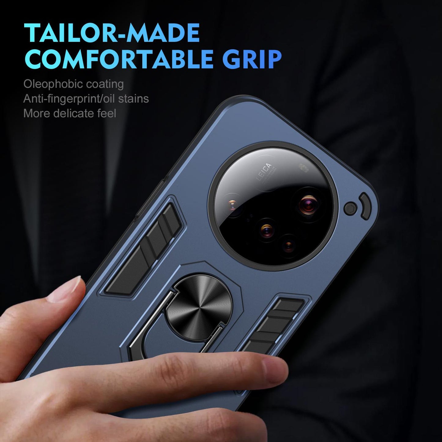 Xiaomi 15 Ultra Shockproof Metal Ring Holder Phone Case with 360 degrees Rotating Kickstand, Ultra Slim Protective Cover, Raised Camera Guard, PC Silicone Armour Shell, Anti-Scratch Back & Edge Protection