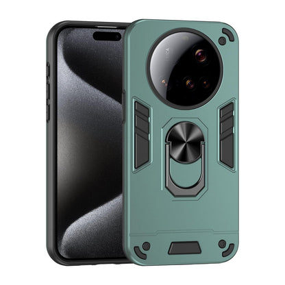 Xiaomi 15 Ultra Shockproof Metal Ring Holder Phone Case with 360 degrees Rotating Kickstand, Ultra Slim Protective Cover, Raised Camera Guard, PC Silicone Armour Shell, Anti-Scratch Back & Edge Protection