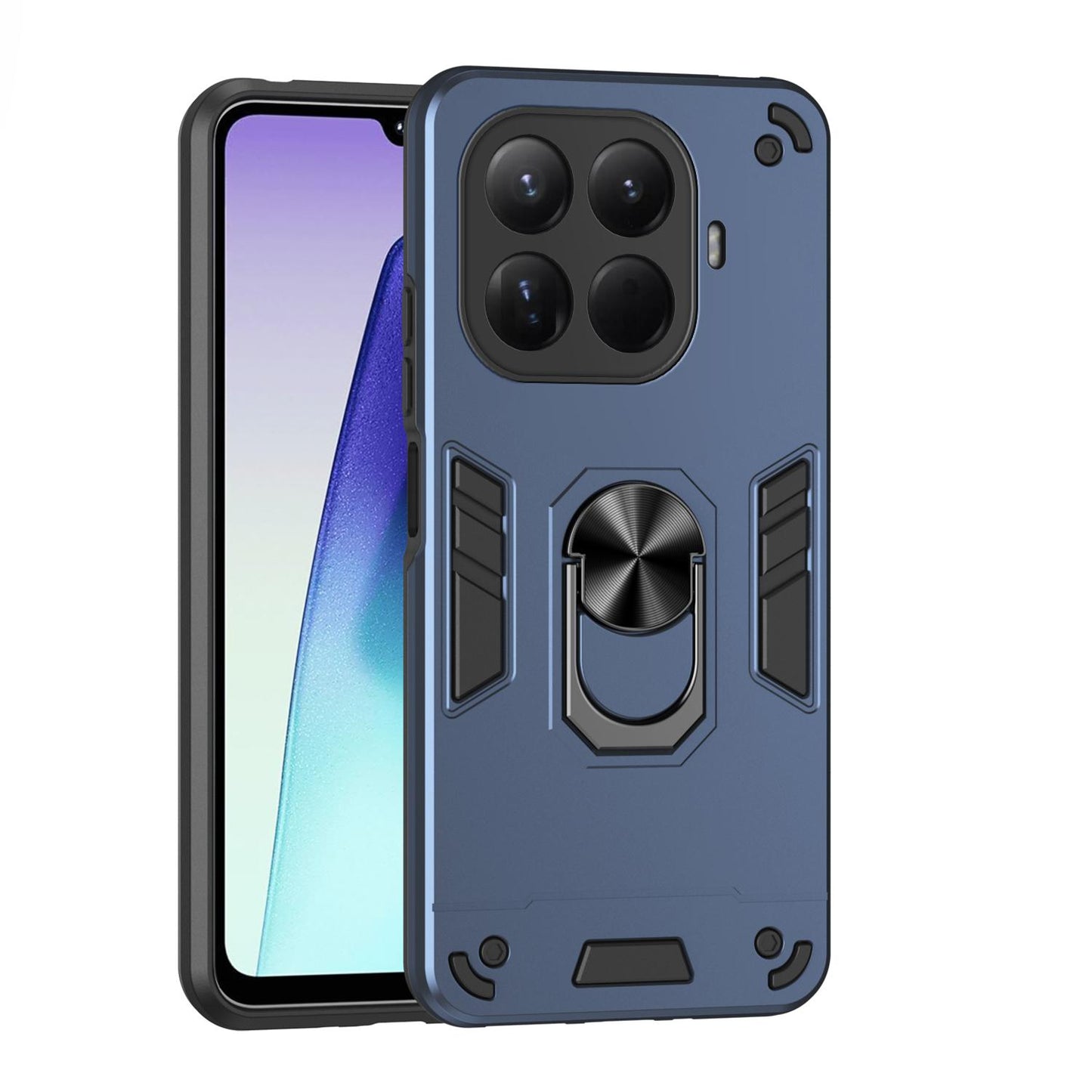 Xiaomi 15T Pro Shockproof Metal Ring Holder Phone Case with 360 degrees Rotating Kickstand, Ultra Slim Protective Cover, Raised Camera Guard, PC Silicone Armour Shell, Anti-Scratch Back & Edge Protection