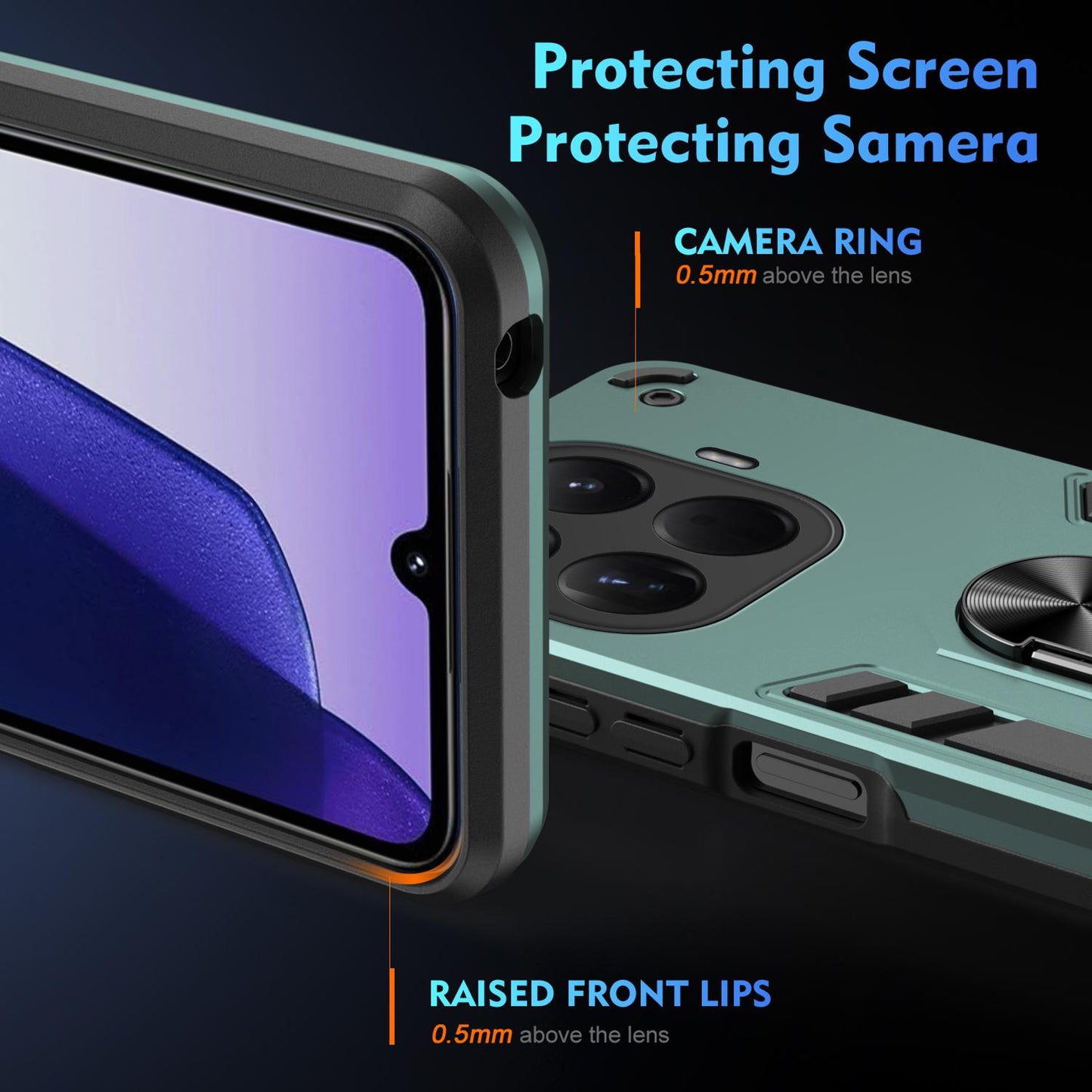 Xiaomi 15T Pro Shockproof Metal Ring Holder Phone Case with 360 degrees Rotating Kickstand, Ultra Slim Protective Cover, Raised Camera Guard, PC Silicone Armour Shell, Anti-Scratch Back & Edge Protection