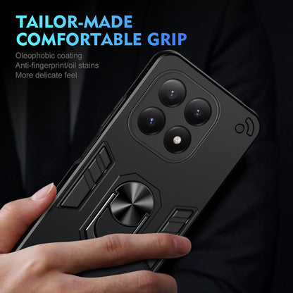 Xiaomi 15T Shockproof Metal Ring Holder Phone Case with 360 degrees Rotating Kickstand, Ultra Slim Protective Cover, Raised Camera Guard, PC Silicone Armour Shell, Anti-Scratch Back & Edge Protection
