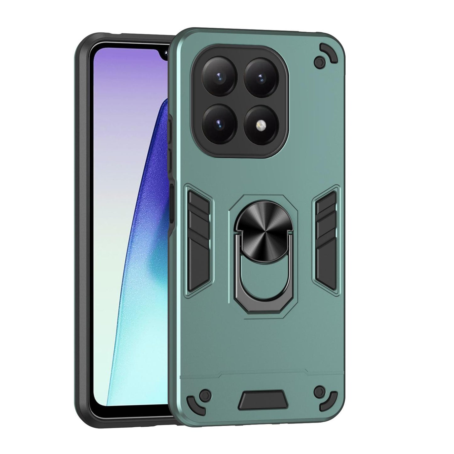 Xiaomi 15T Shockproof Metal Ring Holder Phone Case with 360 degrees Rotating Kickstand, Ultra Slim Protective Cover, Raised Camera Guard, PC Silicone Armour Shell, Anti-Scratch Back & Edge Protection