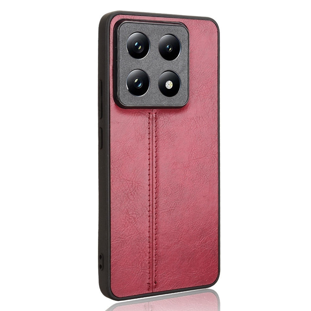 Xiaomi 14T Pro Cow Pattern Sewing Back Cover Phone Case - Premium PU Leather Texture PC + TPU Shockproof Protective Case, Scratch Resistant Slim Lightweight Anti-Fingerprint Full Coverage Mobile Cover