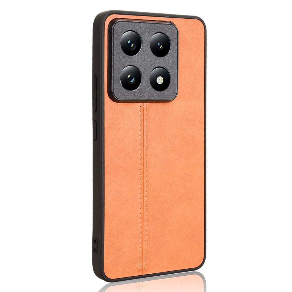 Xiaomi 14T Pro Cow Pattern Sewing Back Cover Phone Case - Premium PU Leather Texture PC + TPU Shockproof Protective Case, Scratch Resistant Slim Lightweight Anti-Fingerprint Full Coverage Mobile Cover