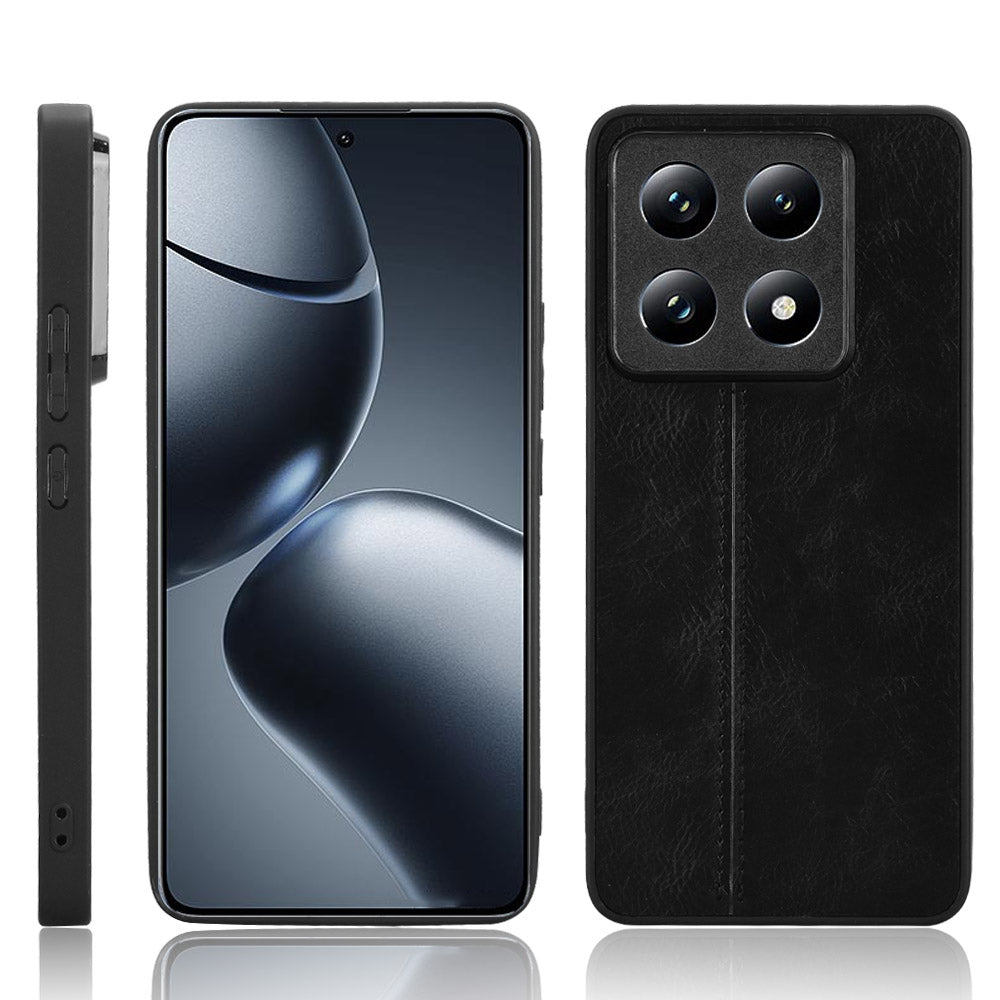 Xiaomi 14T Cow Pattern Sewing Back Cover Phone Case - Premium PU Leather Texture PC + TPU Shockproof Protective Case, Scratch Resistant Slim Lightweight Anti-Fingerprint Full Coverage Mobile Cover
