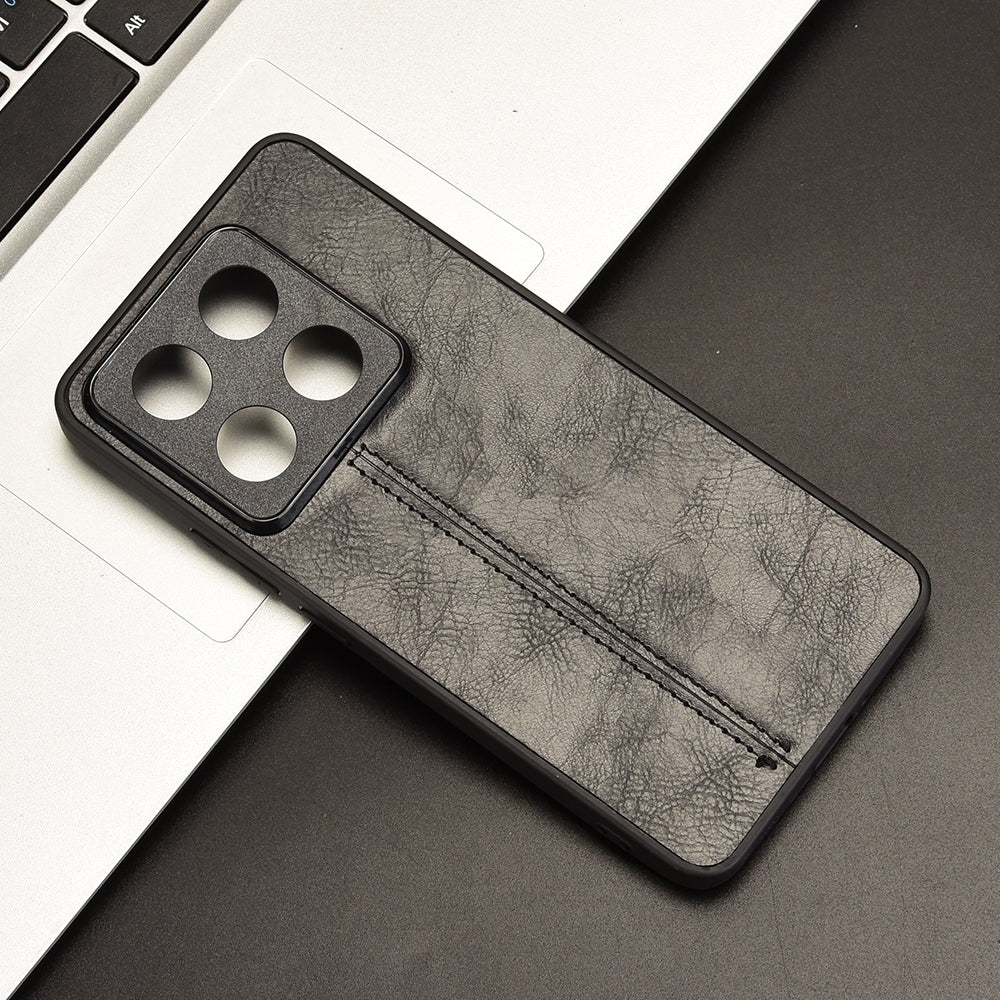 Xiaomi 14T Cow Pattern Sewing Back Cover Phone Case - Premium PU Leather Texture PC + TPU Shockproof Protective Case, Scratch Resistant Slim Lightweight Anti-Fingerprint Full Coverage Mobile Cover