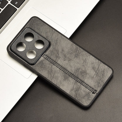 Xiaomi 14T Cow Pattern Sewing Back Cover Phone Case - Premium PU Leather Texture PC + TPU Shockproof Protective Case, Scratch Resistant Slim Lightweight Anti-Fingerprint Full Coverage Mobile Cover