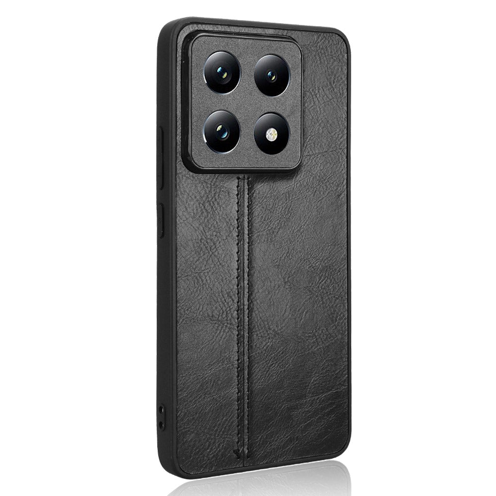 Xiaomi 14T Cow Pattern Sewing Back Cover Phone Case - Premium PU Leather Texture PC + TPU Shockproof Protective Case, Scratch Resistant Slim Lightweight Anti-Fingerprint Full Coverage Mobile Cover
