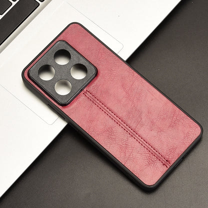 Xiaomi 14T Cow Pattern Sewing Back Cover Phone Case - Premium PU Leather Texture PC + TPU Shockproof Protective Case, Scratch Resistant Slim Lightweight Anti-Fingerprint Full Coverage Mobile Cover