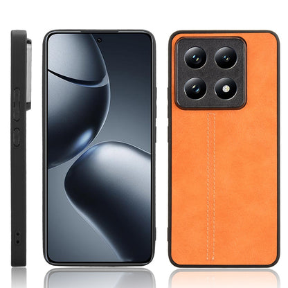 Xiaomi 14T Cow Pattern Sewing Back Cover Phone Case - Premium PU Leather Texture PC + TPU Shockproof Protective Case, Scratch Resistant Slim Lightweight Anti-Fingerprint Full Coverage Mobile Cover